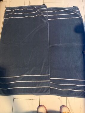 Nanette Lepore Blue and White Striped Cotton Towel